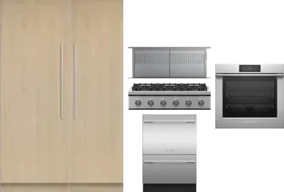 6 Piece Package Includes Refrigerator, Freezer, Cooktop, Wall Oven, Hood And Dishwasher